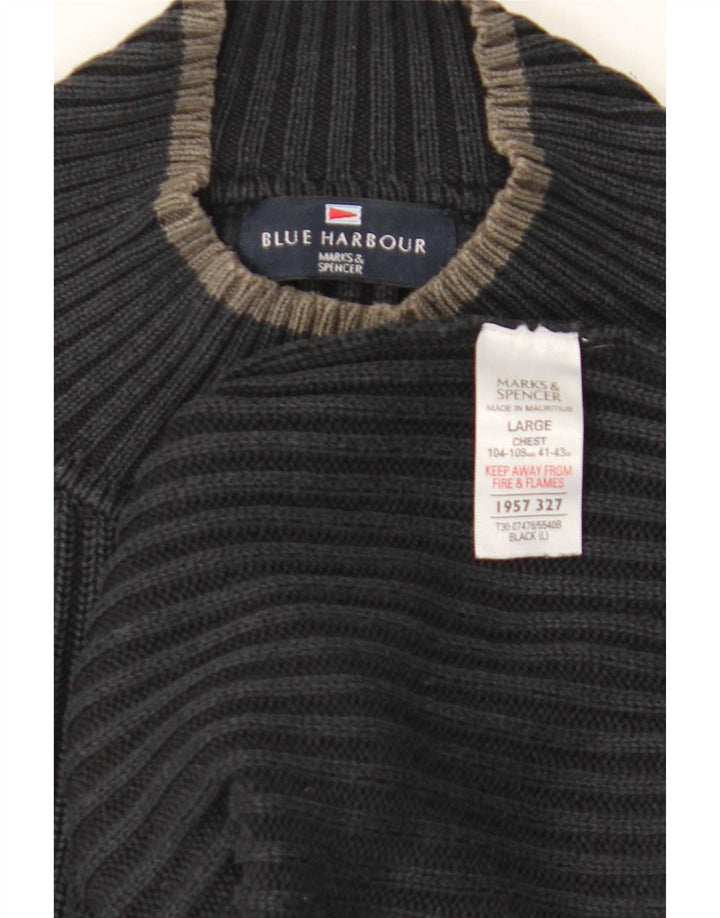 Marks & Spencer Herre Blue Harbor Crew Neck Jumper Sweater Large Navy