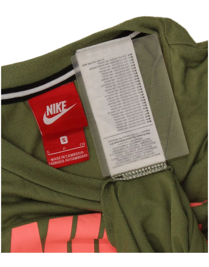 Nike Grafisk T-Shirt Top UK 10 Small Khaki Polyester