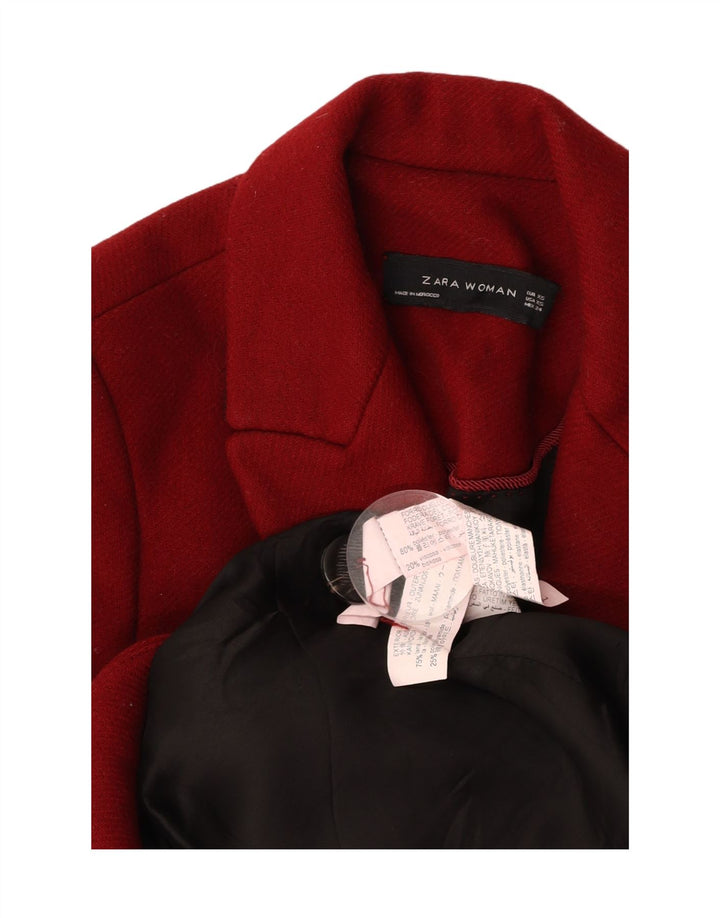 ZARA Dame Overfrakke UK 6 XS Rød Polyester
