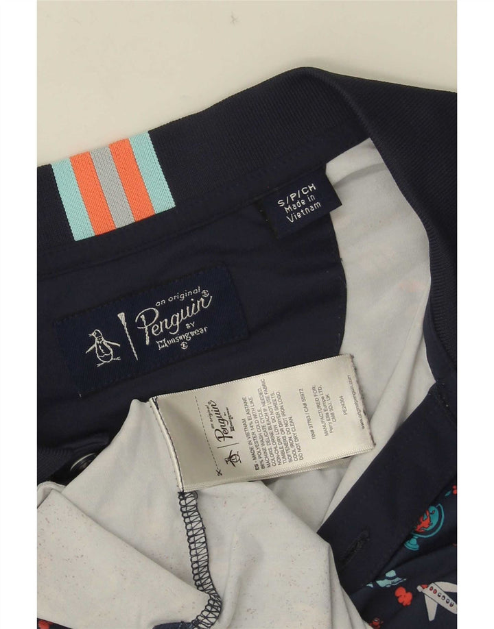 Penguin Herre grafisk poloshirt Lille marineblå polyester