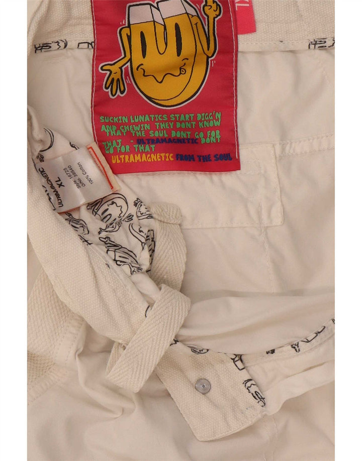Ultramagnetic Herre Cargo Shorts XL W38 Hvid Bomuld