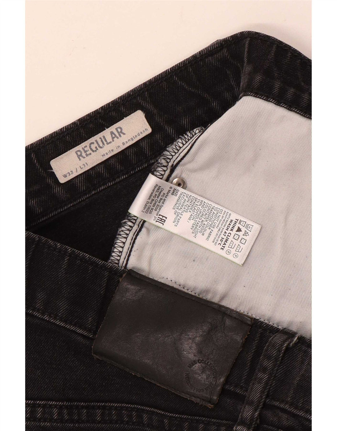 Marks & Spencer Herre Regular Straight Jeans W32 L31 Sort Bomuld