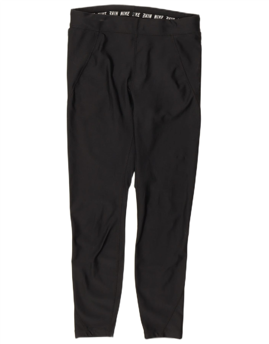 Nike Dame Dri Fit Crop Leggings UK 12 Medium Sort Polyester