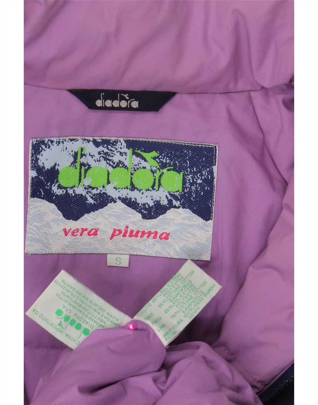 DIADORA Dame Oversized polstret jakke UK 10 Small Navy Blue Polyester