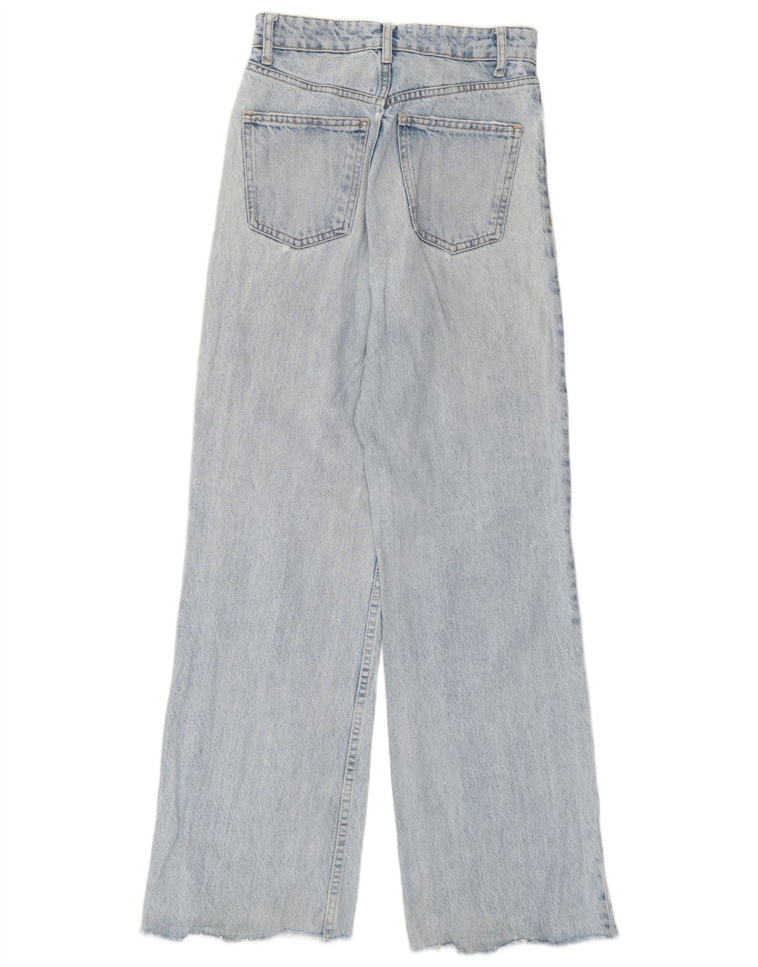 Zara Dame Distressed Straight Jeans EU 34 2XS W24 L30 Blå