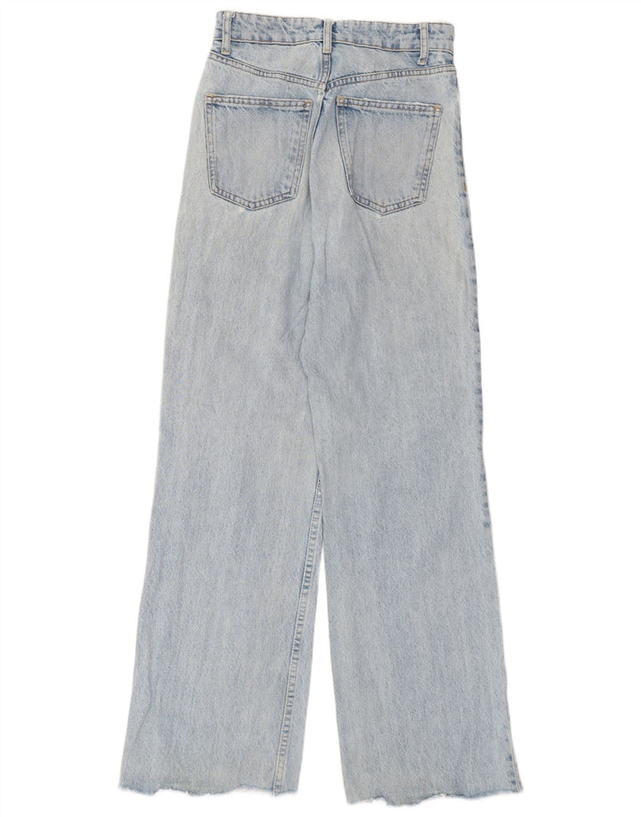 Zara Dame Distressed Straight Jeans EU 34 2XS W24 L30 Blå