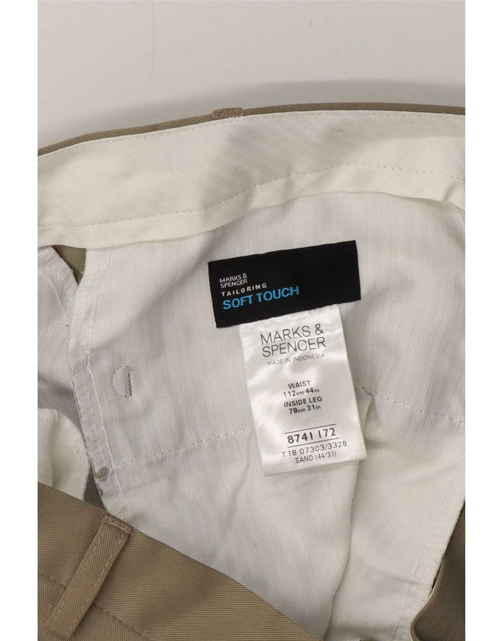 Marks & Spencer Herre Lige Chinobukser W44 L31 Beige Polyester