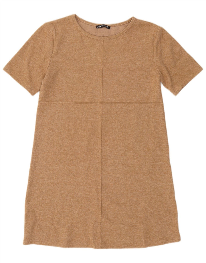 Zara T-shirtkjole til kvinder UK 12 Medium Beige