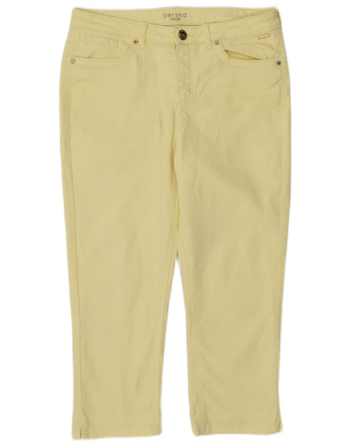Marks & Spencer Womens Per Una Cropped Trousers UK 12 Medium W32 L22 Yellow