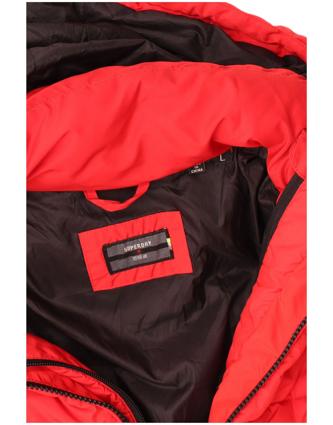 Superdry Polstret hættejakke til mænd UK 40 Stor rød polyester