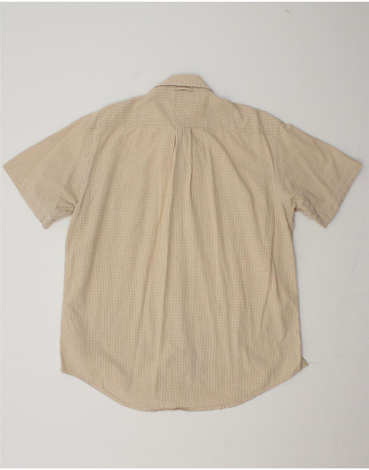 TOMMY HILFIGER Mens Short Sleeve Shirt Large Beige Gingham Cotton Vintage Tommy Hilfiger and Second-Hand Tommy Hilfiger from Messina Hembry 