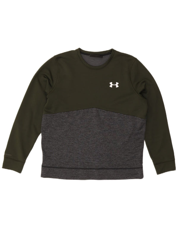 UNDER ARMOUR Dame Cold Gear Sweatshirt Jumper UK 16 Large Khaki