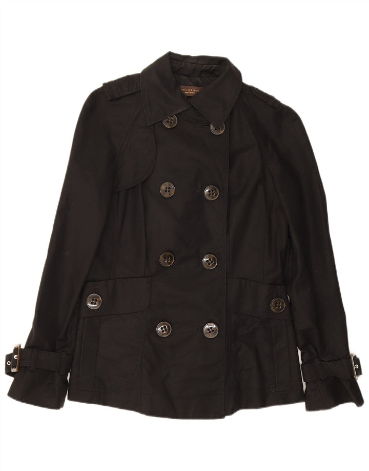 Zara Trench Coat til kvinder UK 10 Lille sort bomuld