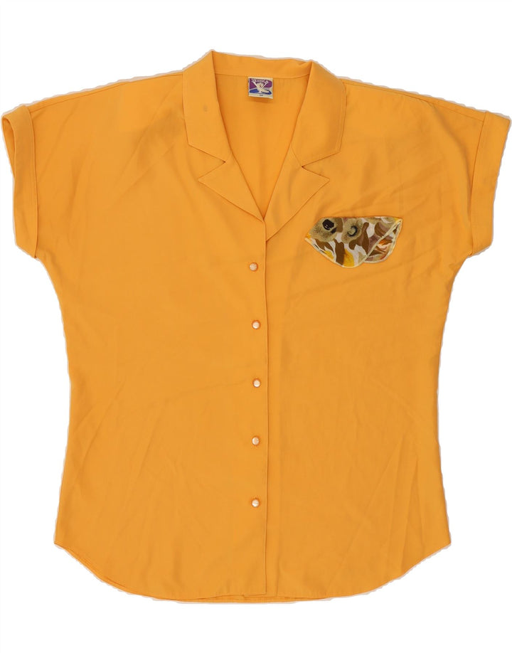 YESSICA Womens Short Sleeve Shirt EU 38 Medium Yellow Polyester Vintage Yessica and Second-Hand Yessica from Messina Hembry 