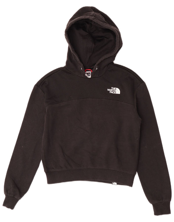 The North Face Dame Crop Hoodie Jumper UK 12 Medium Sort Bomuld