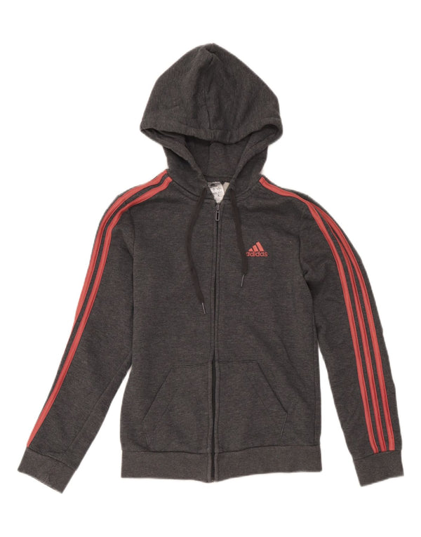 Adidas hættetrøje med lynlås til kvinder UK 4/6 XS Grå bomuld