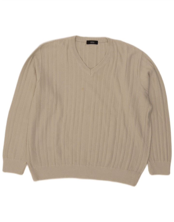Marks & Spencer Herre V-hals sweater Stor Beige Akryl