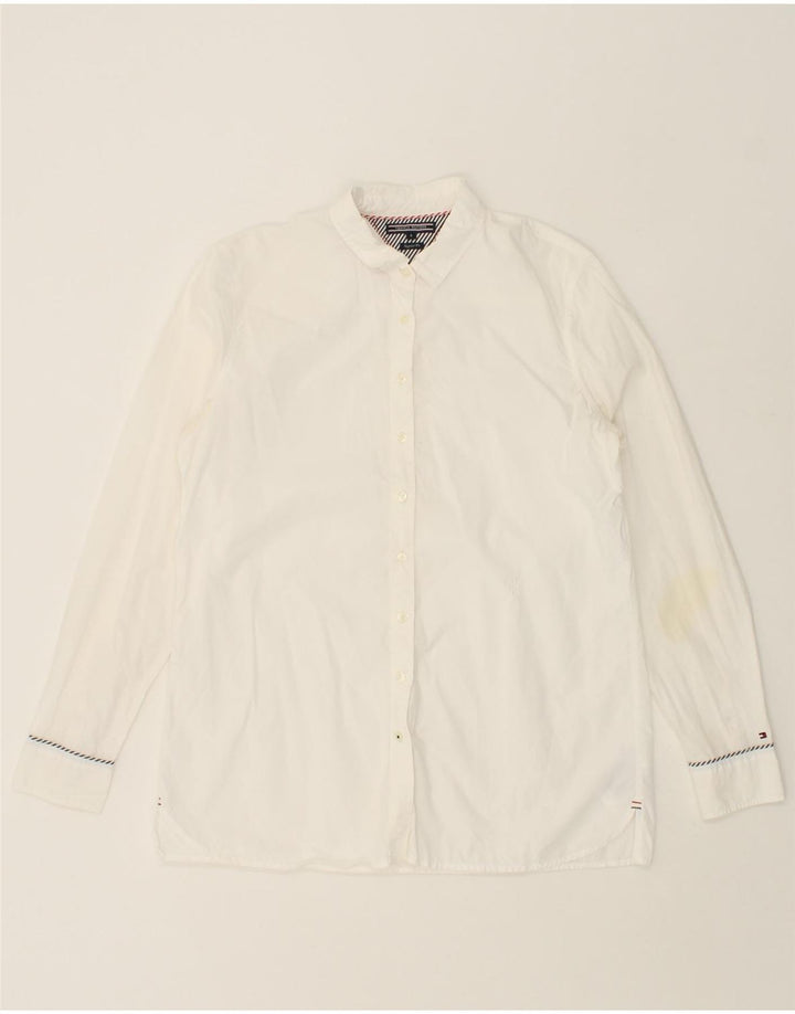 TOMMY HILFIGER Womens Shirt US 8 Medium White Cotton Vintage Tommy Hilfiger and Second-Hand Tommy Hilfiger from Messina Hembry 