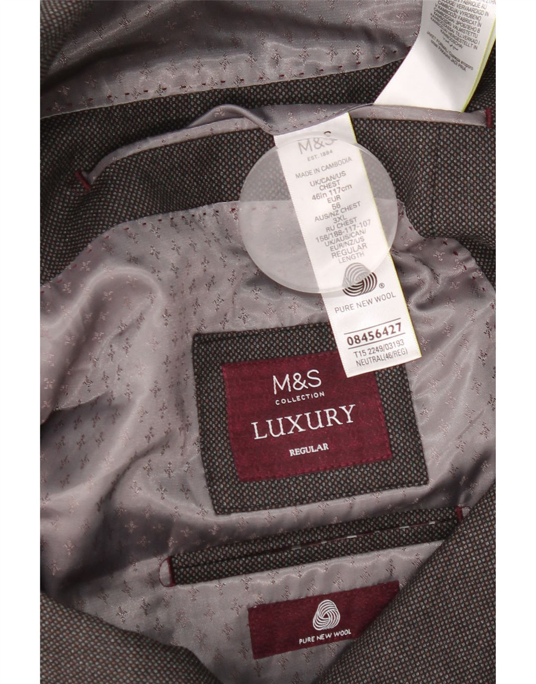 Marks & Spencer Herre Regular Fit 2-knaps blazerjakke UK 46 XL Grå