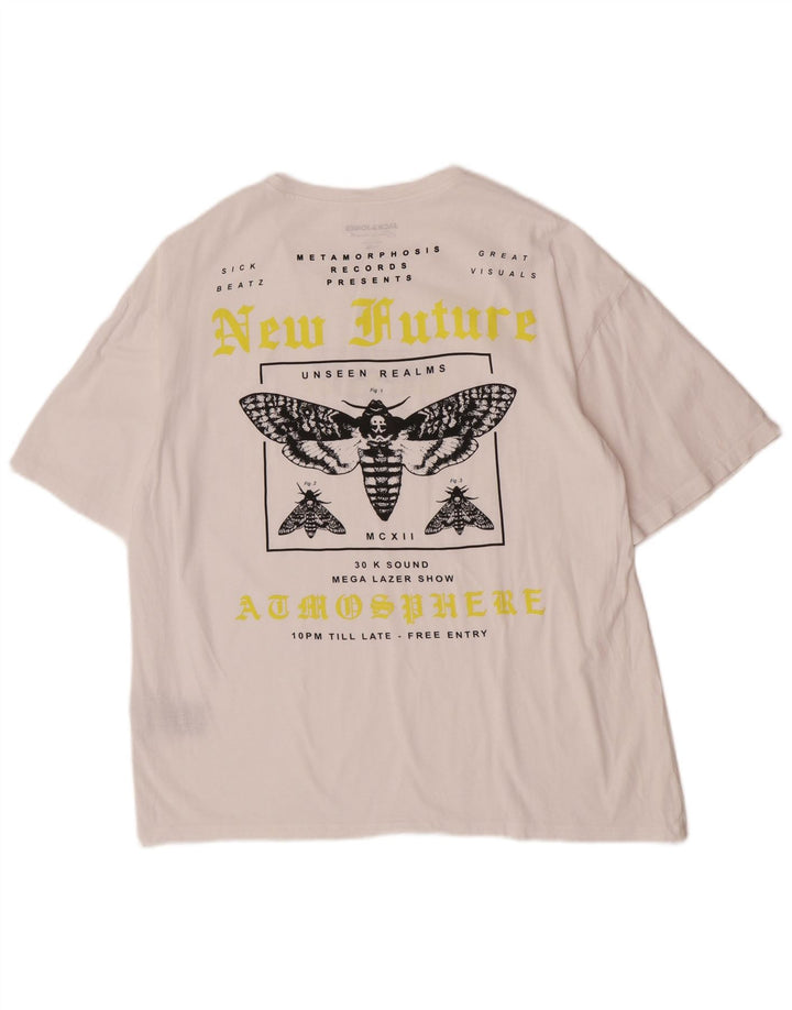 Jack & Jones Herre grafisk T-shirt Top Medium Hvid Bomuld