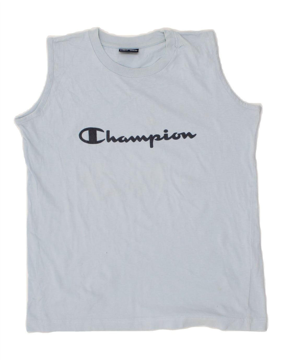 CHAMPION Boys Graphic Vest Top 11-12 Years Blue Vintage Champion and Second-Hand Champion from Messina Hembry 