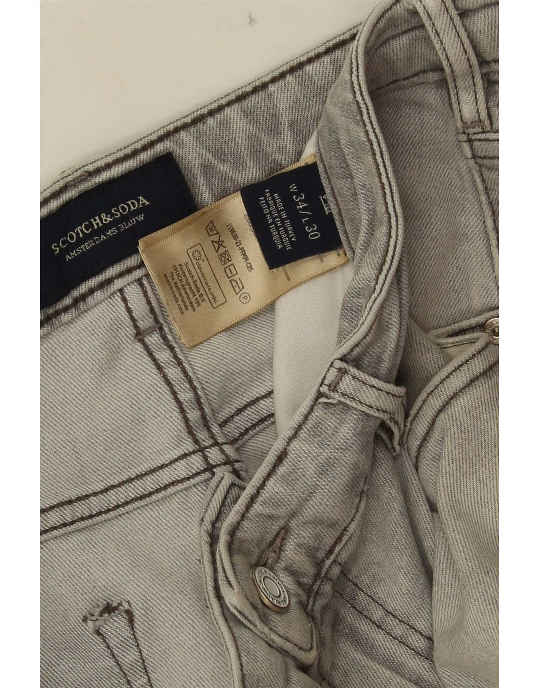 Scotch & Soda Slim Jeans til mænd W34 L30 Grå bomuld