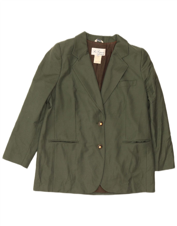 Les Copains Dame 2 Button Blazer Jacket IT 52 2XL Khaki Wool