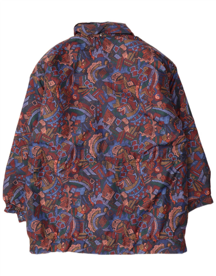 VINTAGE Dame Windbreaker Coat UK 16 Stor Flerfarvet Geometrisk