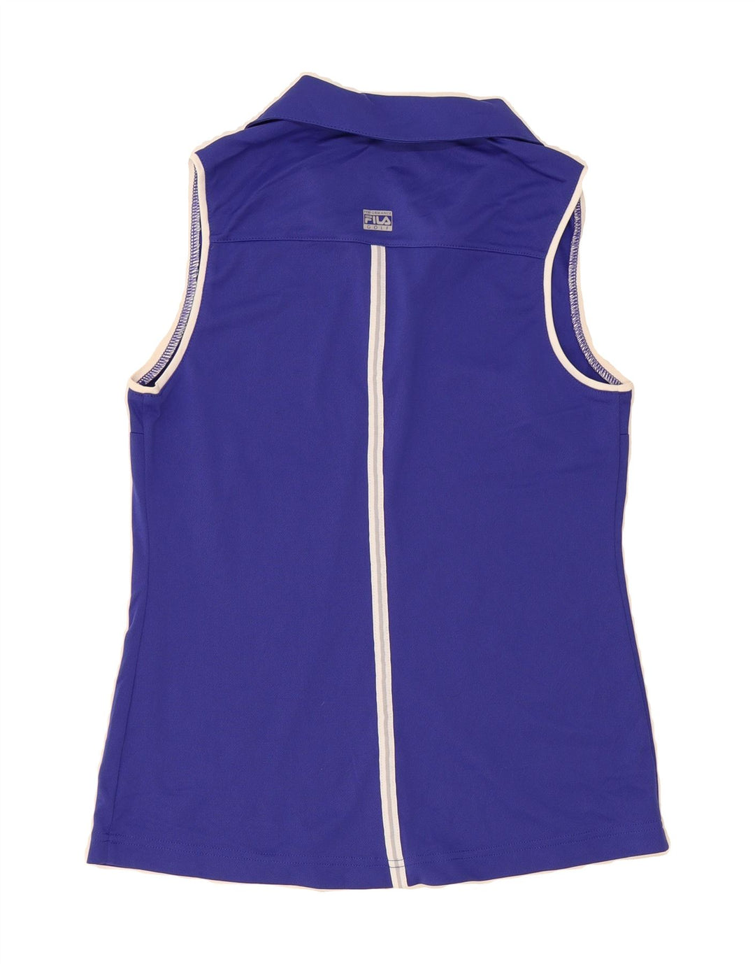 FILA Womens Sleeveless Polo Shirt UK 10 Small Blue Polyester Vintage Fila and Second-Hand Fila from Messina Hembry 