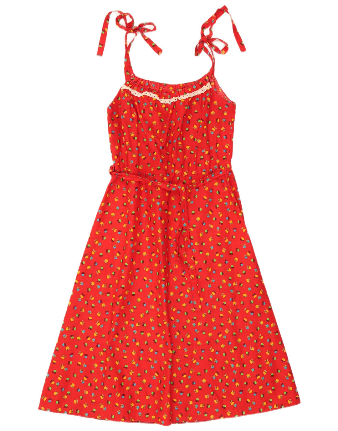 Vintage Kvinders abstrakt mønster Slip Dress IT 44 Medium Rød