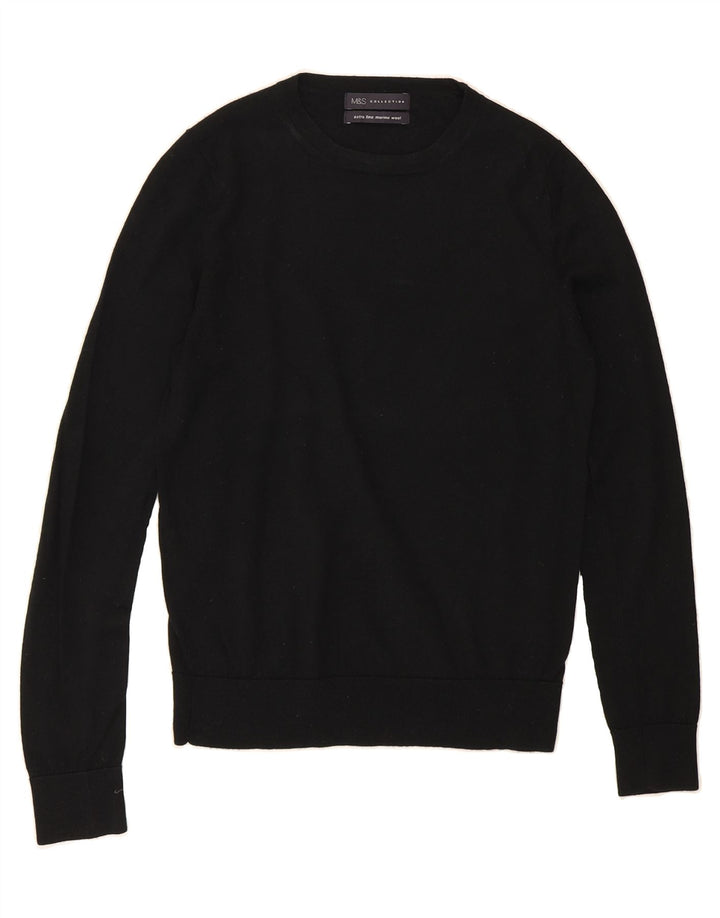 MARKS & SPENCER Womens Crew Neck Jumper Sweater UK 8 Small Black Vintage Marks & Spencer and Second-Hand Marks & Spencer from Messina Hembry 