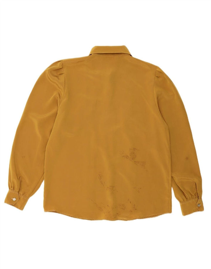 VINTAGE Womens Shirt Blouse UK 14 Medium Yellow Polyamide