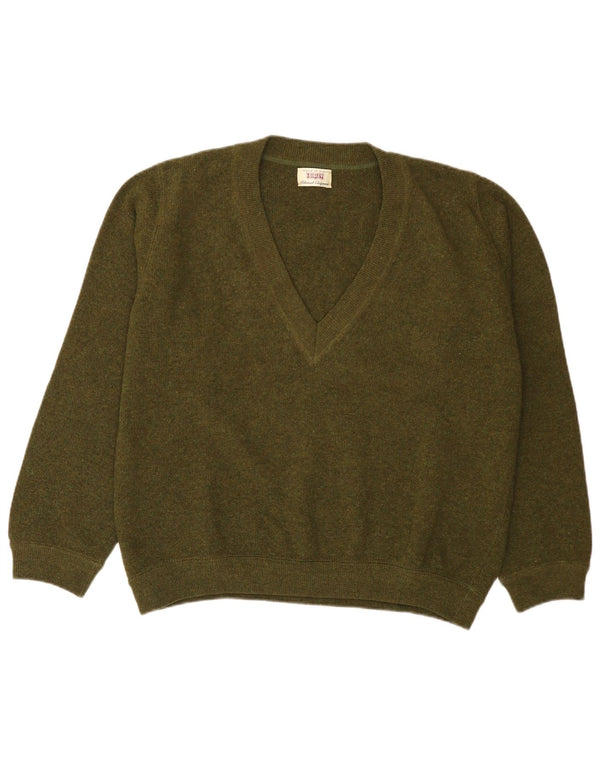 Sisley Herre V-hals sweater Medium Green Virgin Wool