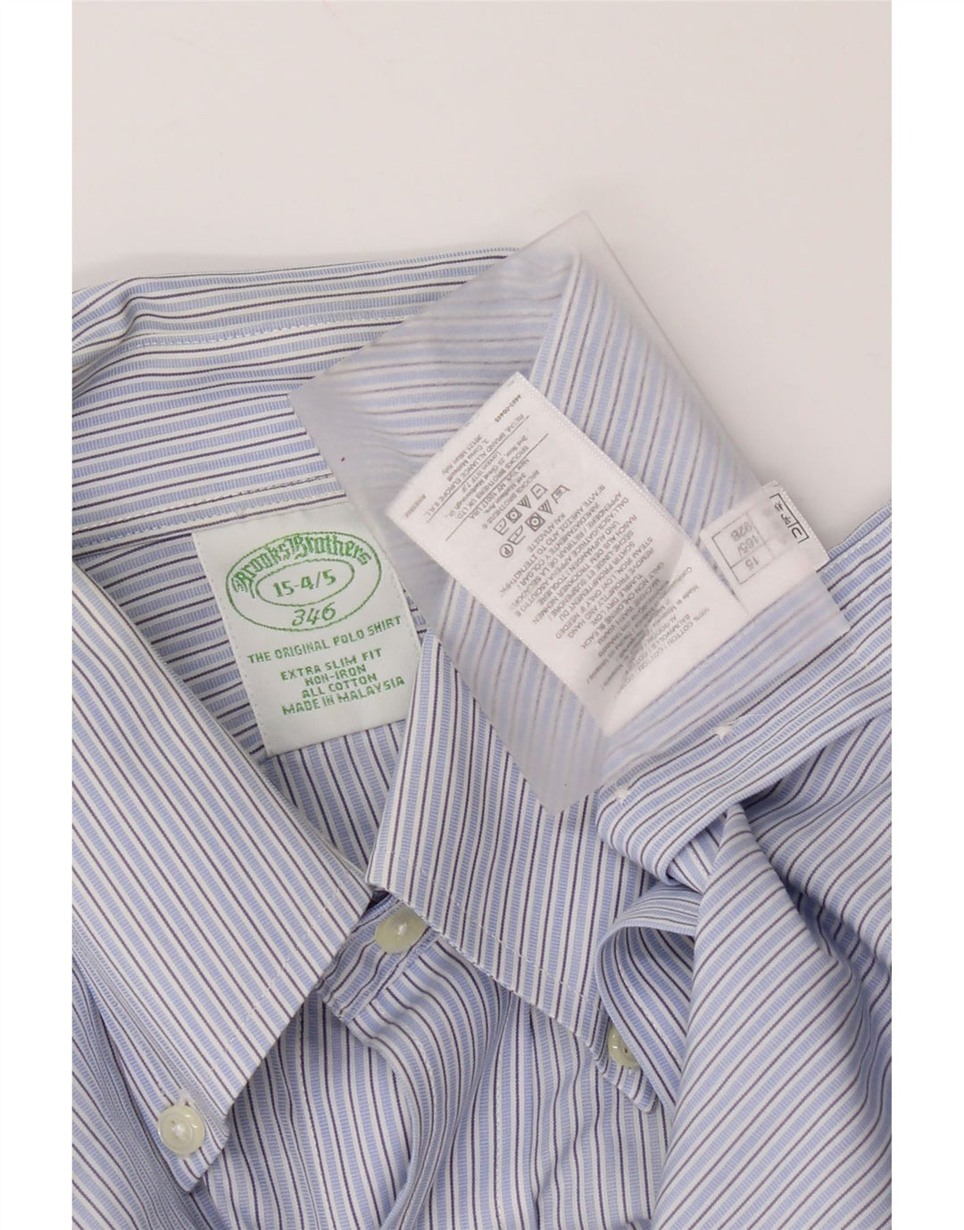 Brooks Brothers Herre 346 skjorte str. 15 Medium blå stribet bomuld