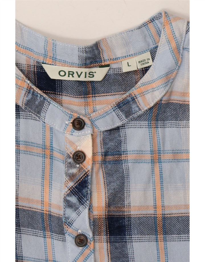ORVIS Womens Pullover Shirt UK 16 Large Blue Check Cotton Vintage Orvis and Second-Hand Orvis from Messina Hembry 