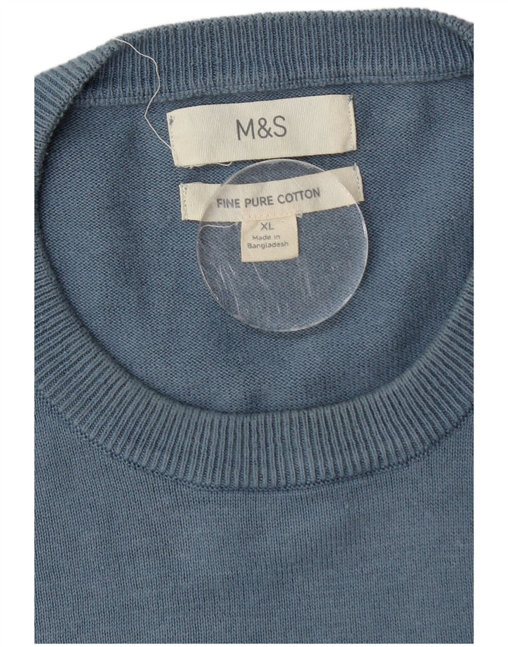 Marks & Spencer Herre sweater med rund hals XL blå bomuld