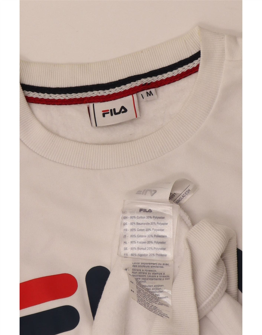 Fila Herre Grafisk Sweatshirt Jumper Medium Hvid Bomuld