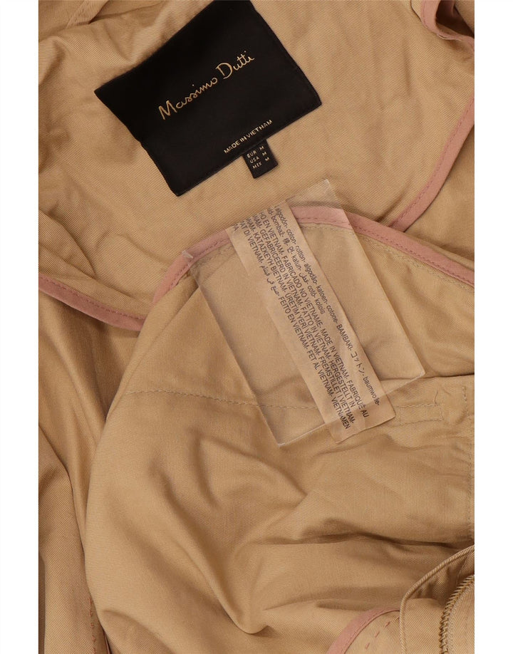 MASSIMO DUTTI Dame Hooded Parka Jacket UK 14 Medium Beige Bomuld
