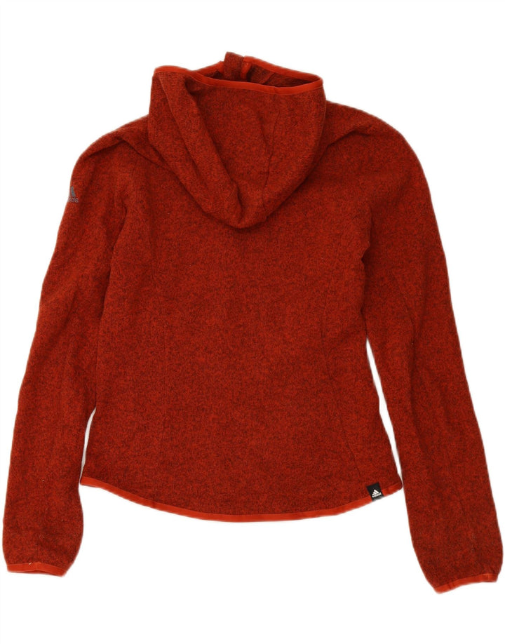 ADIDAS Womens Zip Hoodie Sweater UK 8 Small Red Polyester Vintage Adidas and Second-Hand Adidas from Messina Hembry 