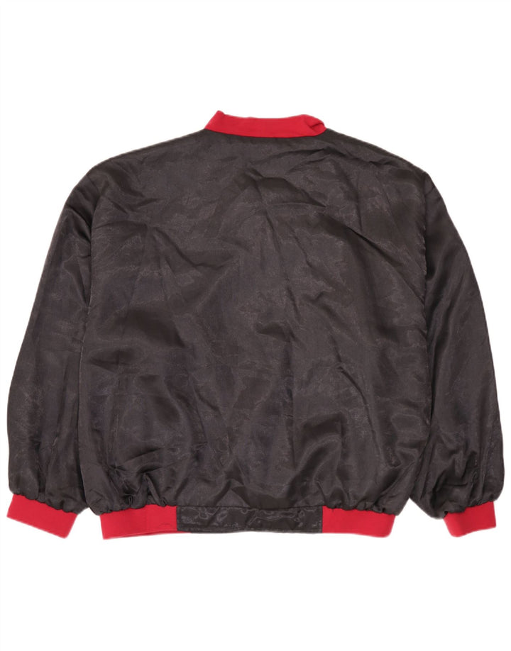 Vintage Bomber Jacket UK 38 Medium Sort Colourblock Polyamid
