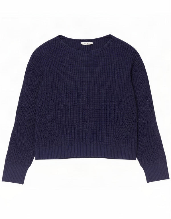 White Stuff Dame Boat Neck Jumper Sweater UK 12 Medium Navy Blue