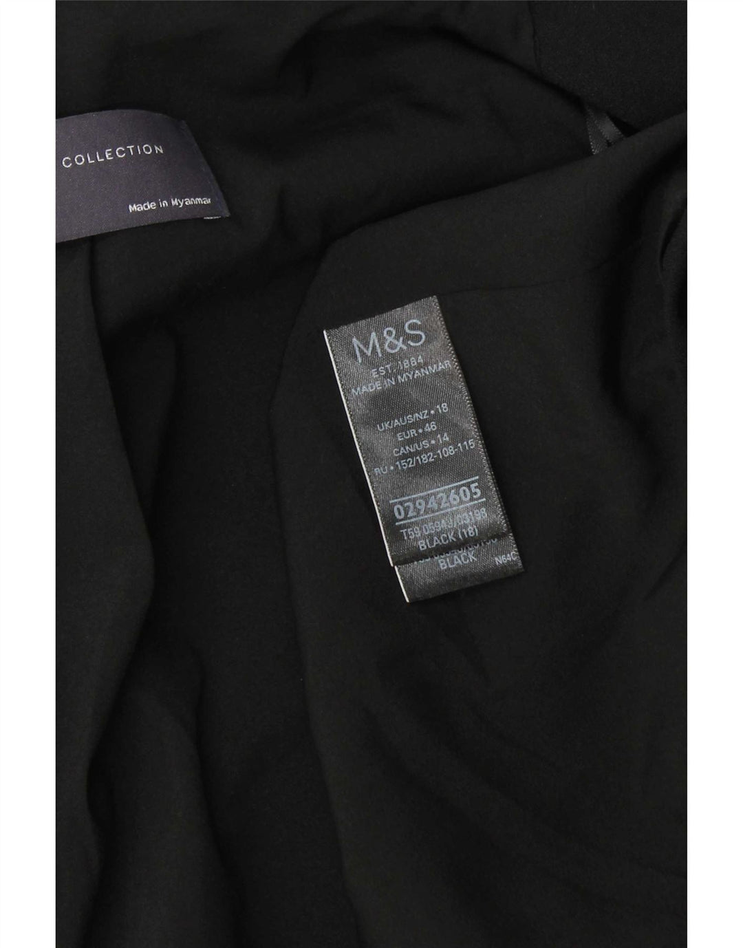 Marks & Spencer Dame 3/4 ærmet åben blazerjakke UK 18 XL Sort