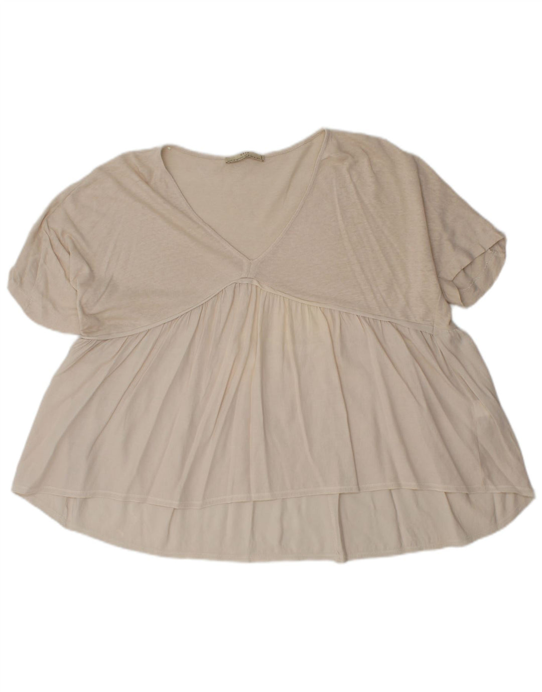 Zara Dame Loose Fit Bluse Top UK 14 Medium Beige Bomuld