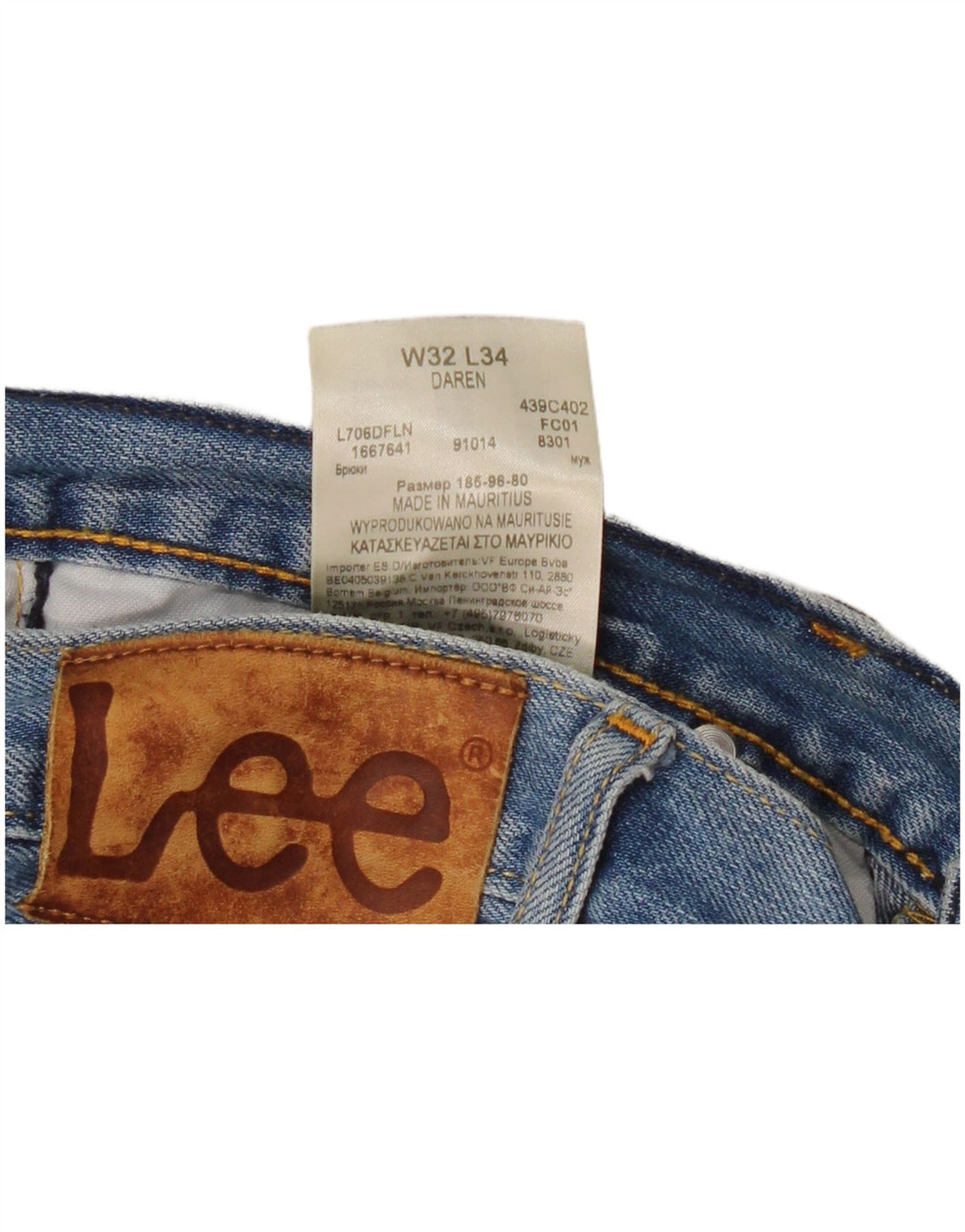 Lee Mens Daren Straight Jeans W32 L30 Blå Bomuld