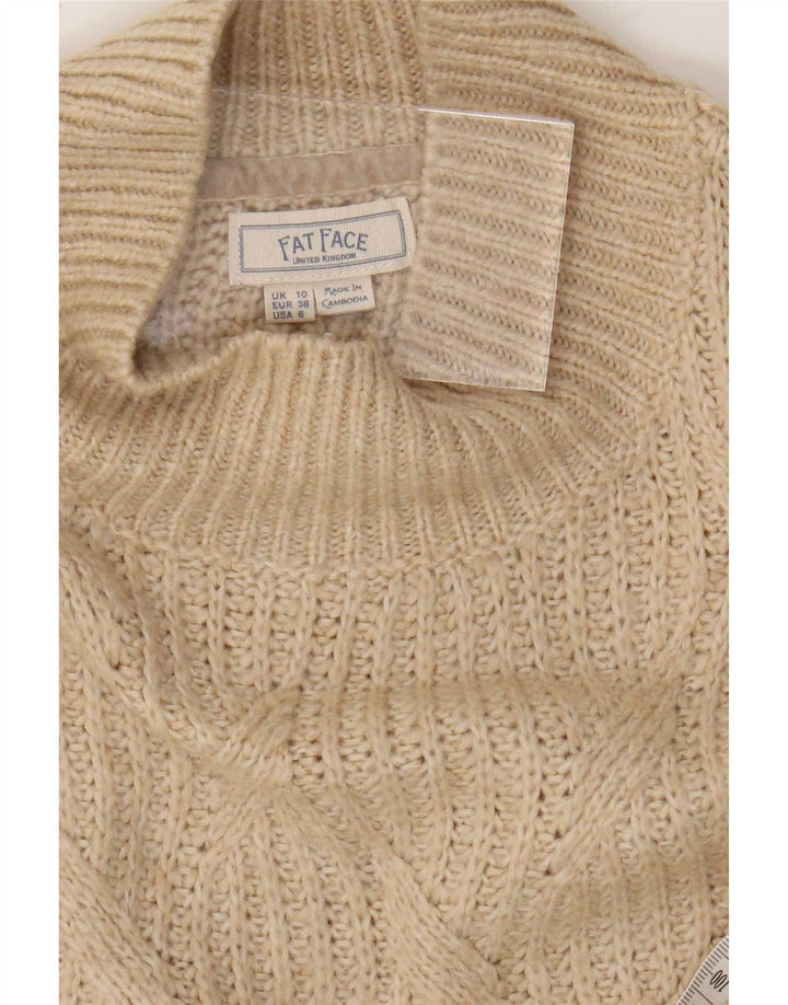 Fat Face Dame Oversized Turtle Neck Jumper Sweater UK 10 Small Beige