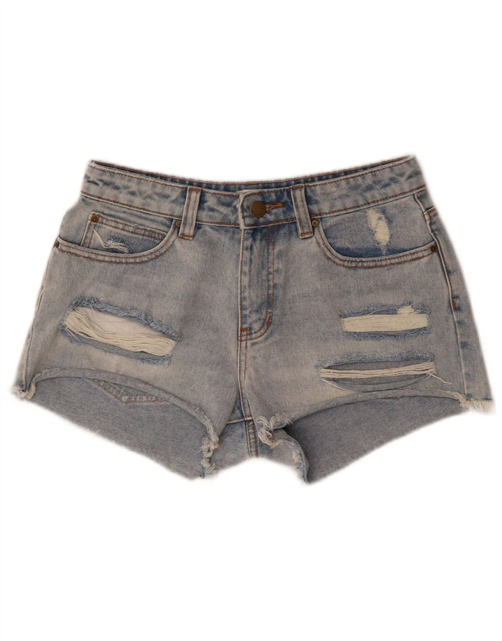 Billabong Womens Distressed Denim Shorts W26 Små blå bomuld
