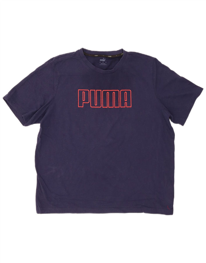 PUMA Herre grafisk T-shirt top XL marineblå bomuld