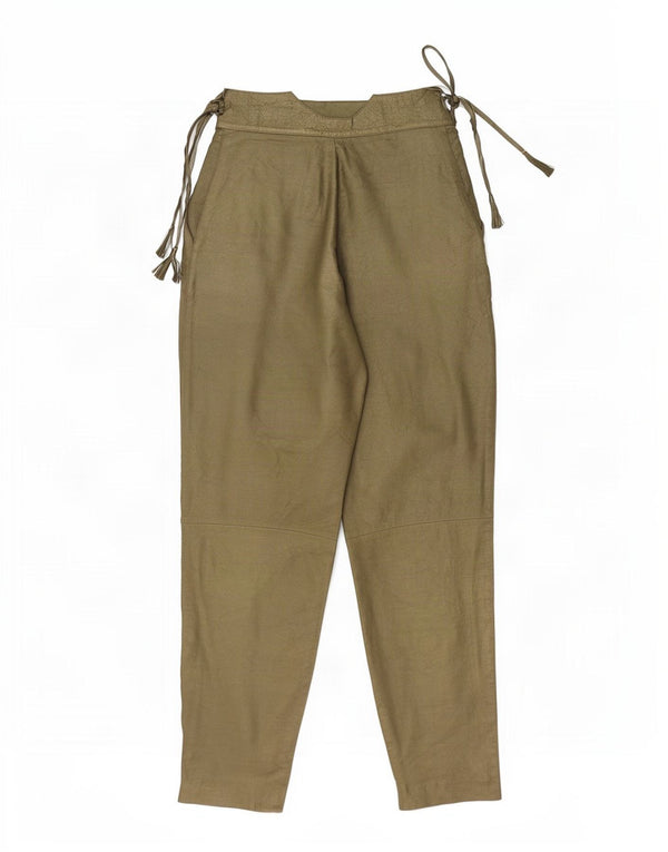 Vintage kvinders højtaljede læderbukser IT 42 Medium W28 L30 Khaki