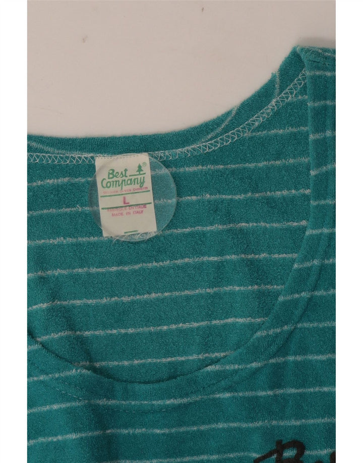 Bedste Firma Herre Grafisk Vest Top Stor turkis stribet