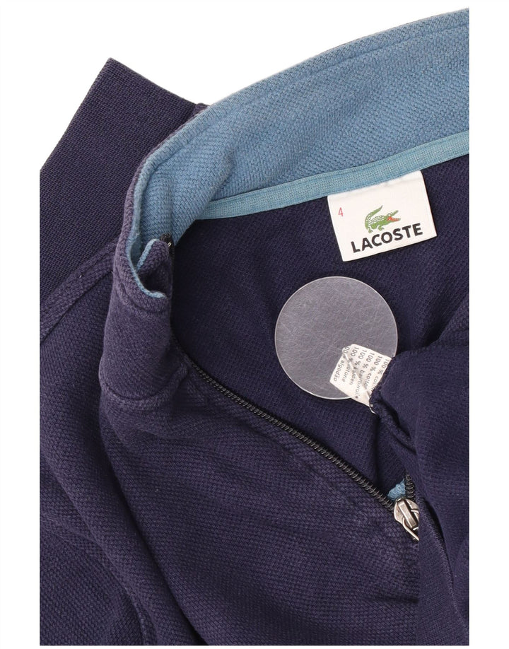 Lacoste Herre Zip Neck Sweatshirt Jumper Størrelse 4 Medium Navy Blue Bomuld